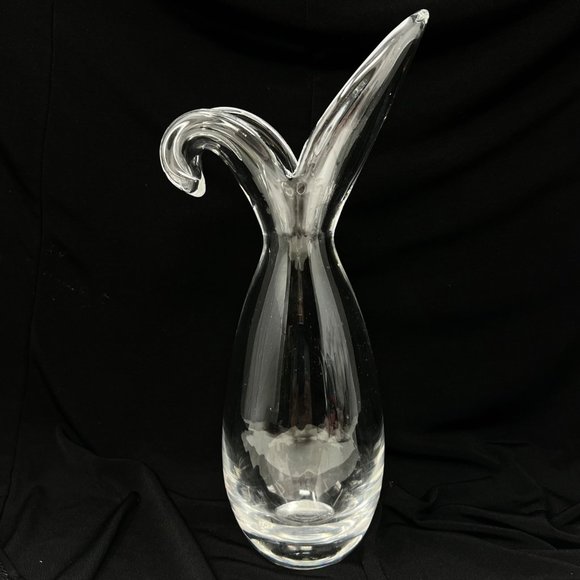 Steuben Crystal Vase Signed 10" Tall #8083 George Thompson Sheared Rim